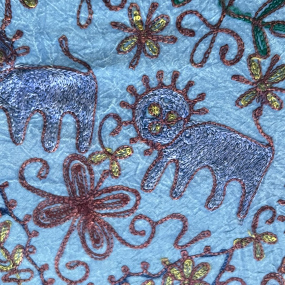 Vintage Uzbek Embroidery Suzani Bed Cover Table Cloth Throw 86"x104" Floral - Picture 2 of 11